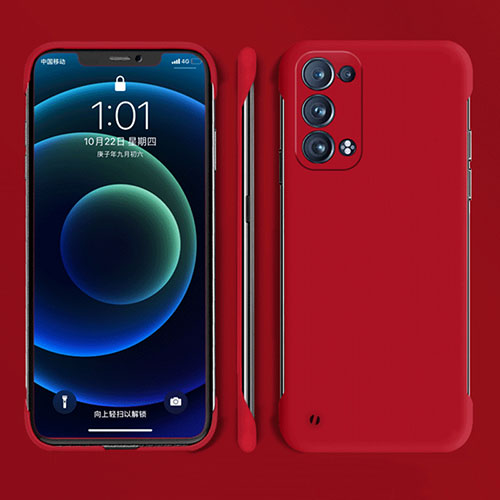 Hard Rigid Plastic Matte Finish Case Back Cover YK4 for Oppo Reno6 Pro 5G Red