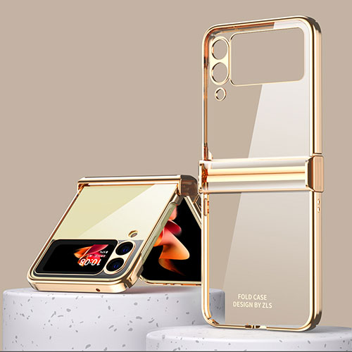 Hard Rigid Plastic Matte Finish Case Back Cover ZL1 for Samsung Galaxy Z Flip3 5G Gold