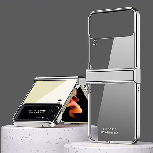 Hard Rigid Plastic Matte Finish Case Back Cover ZL1 for Samsung Galaxy Z Flip4 5G Silver