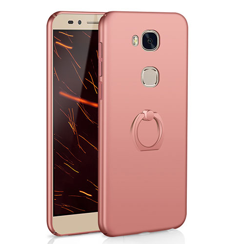 Hard Rigid Plastic Matte Finish Case Cover with Finger Ring Stand A01 for Huawei Honor 5X Rose Gold