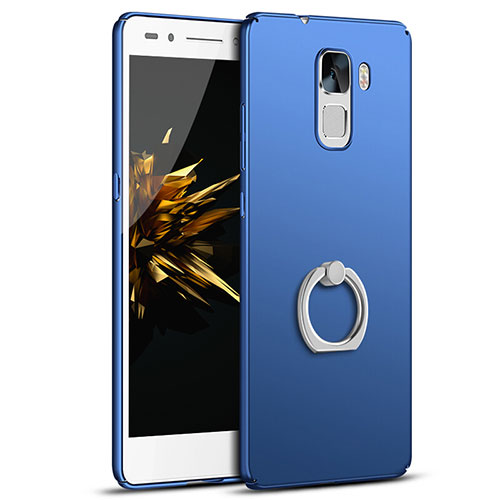 Hard Rigid Plastic Matte Finish Case Cover with Finger Ring Stand A01 for Huawei Honor 7 Blue