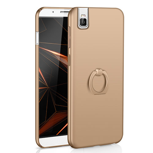 Hard Rigid Plastic Matte Finish Case Cover with Finger Ring Stand A01 for Huawei Honor 7i shot X Gold