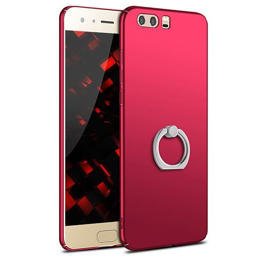 Hard Rigid Plastic Matte Finish Case Cover with Finger Ring Stand A01 for Huawei Honor 9 Red