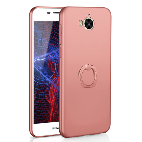 Hard Rigid Plastic Matte Finish Case Cover with Finger Ring Stand A01 for Huawei Honor Play 6 Rose Gold