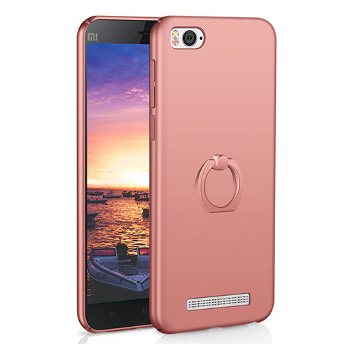 Hard Rigid Plastic Matte Finish Case Cover with Finger Ring Stand A01 for Xiaomi Mi 4i Rose Gold