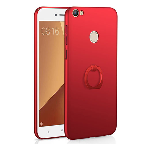 Hard Rigid Plastic Matte Finish Case Cover with Finger Ring Stand A01 for Xiaomi Redmi Note 5A Prime Red