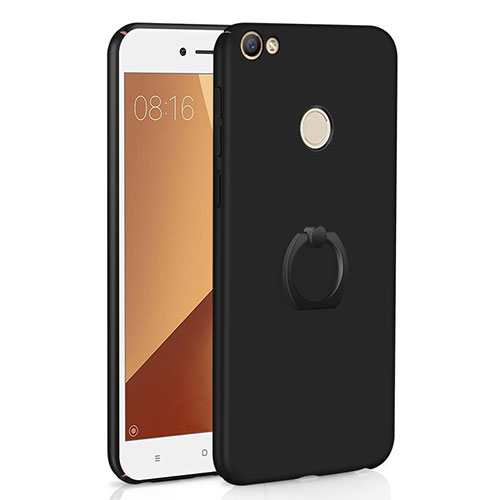 Hard Rigid Plastic Matte Finish Case Cover with Finger Ring Stand A01 for Xiaomi Redmi Note 5A Pro Black