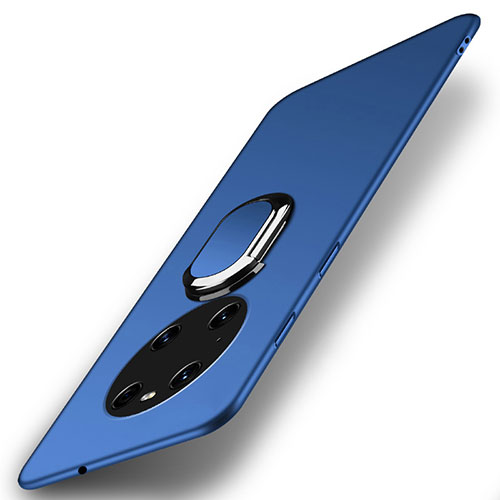 Hard Rigid Plastic Matte Finish Case Cover with Magnetic Finger Ring Stand A01 for Huawei Mate 40 Pro Blue