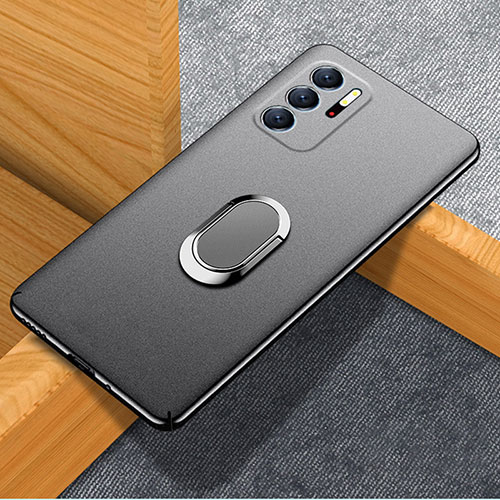 Hard Rigid Plastic Matte Finish Case Cover with Magnetic Finger Ring Stand for Xiaomi POCO M3 Pro 5G Black