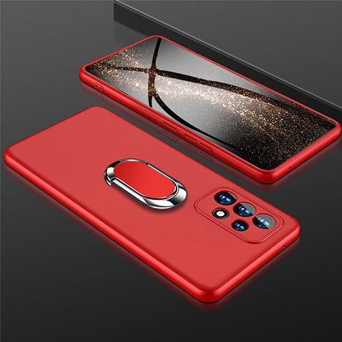 Hard Rigid Plastic Matte Finish Case Cover with Magnetic Finger Ring Stand GK1 for Samsung Galaxy A53 5G Red