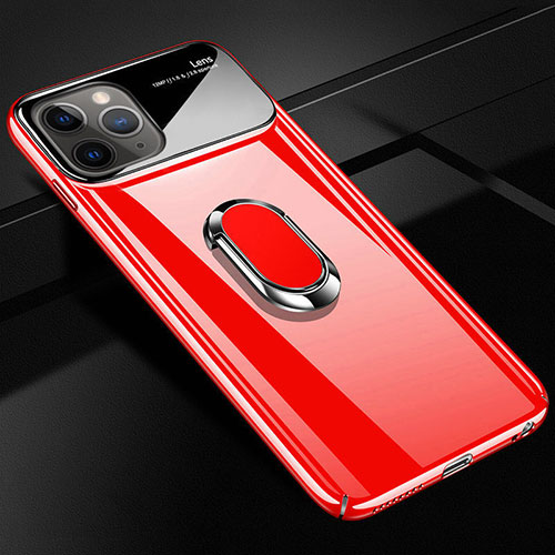 Hard Rigid Plastic Matte Finish Case Cover with Magnetic Finger Ring Stand P02 for Apple iPhone 11 Pro Max Red