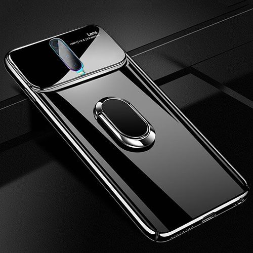 Hard Rigid Plastic Matte Finish Case Cover with Magnetic Finger Ring Stand P02 for Oppo RX17 Pro Black