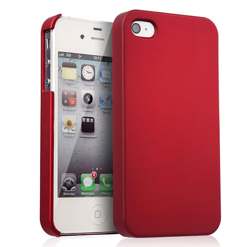 Hard Rigid Plastic Matte Finish Cover for Apple iPhone 4 Red