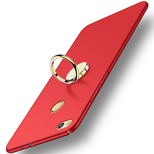 Hard Rigid Plastic Matte Finish Cover with Finger Ring Stand A02 for Huawei GR3 (2017) Red