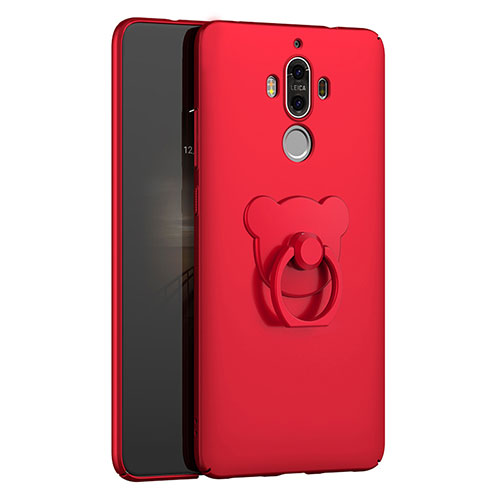 Hard Rigid Plastic Matte Finish Cover with Finger Ring Stand A04 for Huawei Mate 9 Red