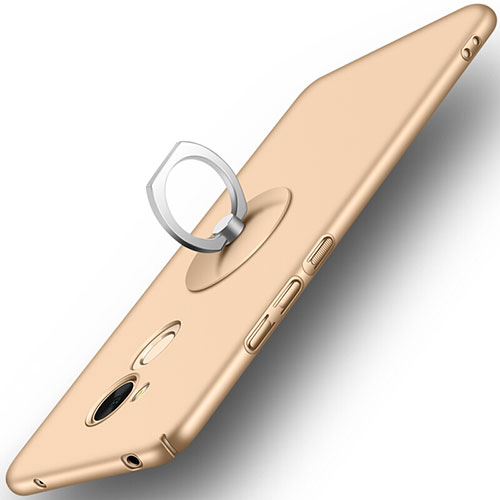 Hard Rigid Plastic Matte Finish Cover with Finger Ring Stand for Huawei Honor 6A Gold