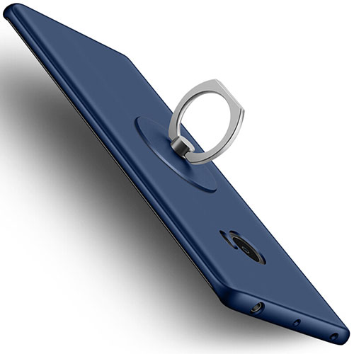 Hard Rigid Plastic Matte Finish Cover with Finger Ring Stand for Xiaomi Mi Note 2 Blue