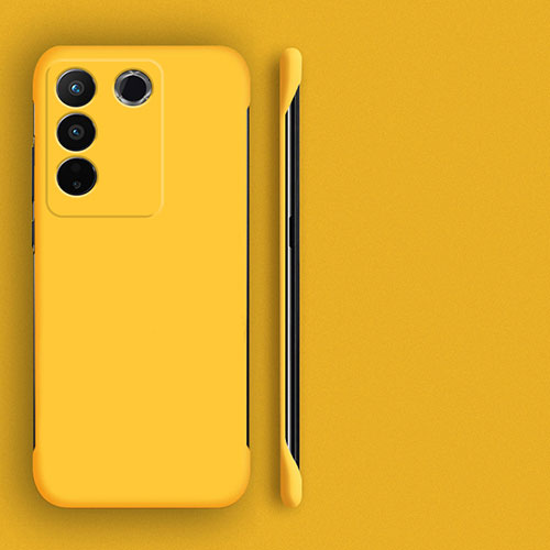 Hard Rigid Plastic Matte Finish Frameless Case Back Cover for Vivo V27 Pro 5G Yellow