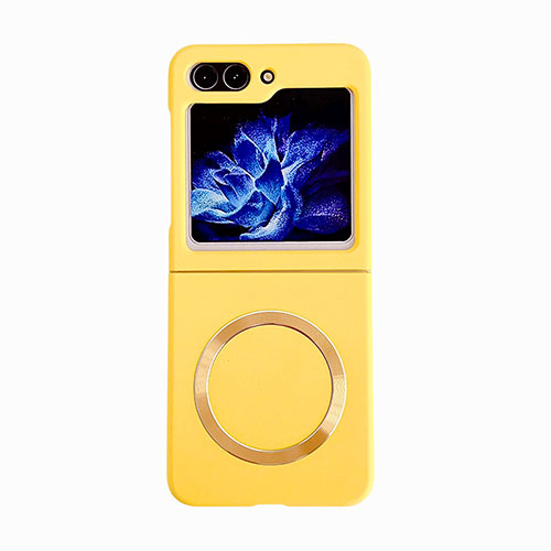 Hard Rigid Plastic Matte Finish Frameless Case Back Cover with Mag-Safe Magnetic BH1 for Samsung Galaxy Z Flip5 5G Yellow