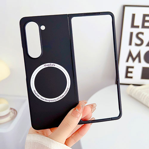 Hard Rigid Plastic Matte Finish Frameless Case Back Cover with Mag-Safe Magnetic BH1 for Samsung Galaxy Z Fold5 5G Black