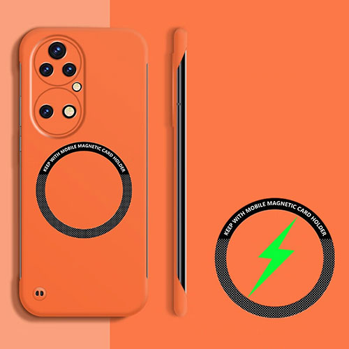 Hard Rigid Plastic Matte Finish Frameless Case Back Cover with Mag-Safe Magnetic for Huawei P50 Orange