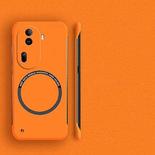 Hard Rigid Plastic Matte Finish Frameless Case Back Cover with Mag-Safe Magnetic for Oppo Reno11 Pro 5G Orange