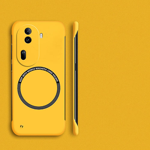 Hard Rigid Plastic Matte Finish Frameless Case Back Cover with Mag-Safe Magnetic for Oppo Reno11 Pro 5G Yellow