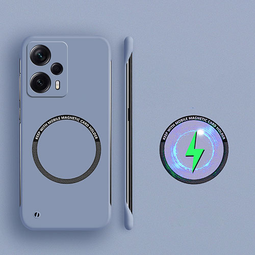 Hard Rigid Plastic Matte Finish Frameless Case Back Cover with Mag-Safe Magnetic for Xiaomi Poco F5 5G Lavender Gray