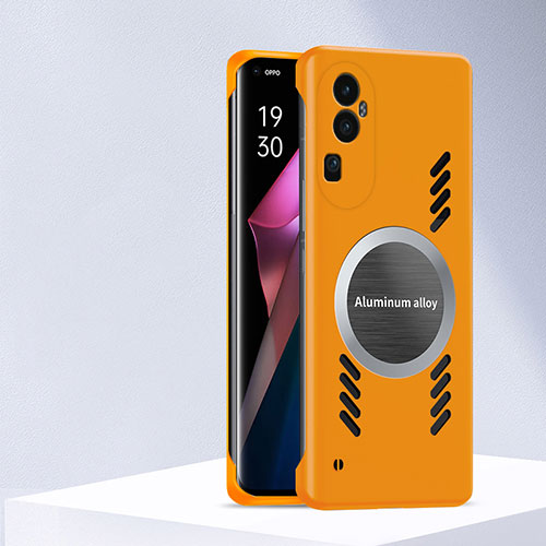 Hard Rigid Plastic Matte Finish Frameless Case Back Cover with Mag-Safe Magnetic S01 for Oppo Reno10 Pro+ Plus 5G Yellow