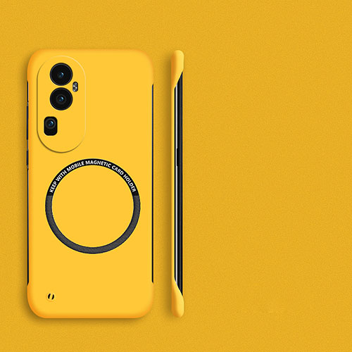 Hard Rigid Plastic Matte Finish Frameless Case Back Cover with Mag-Safe Magnetic S02 for Oppo Reno10 Pro+ Plus 5G Yellow