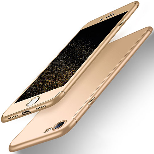 Hard Rigid Plastic Matte Finish Front and Back Case 360 Degrees for Apple iPhone 7 Gold