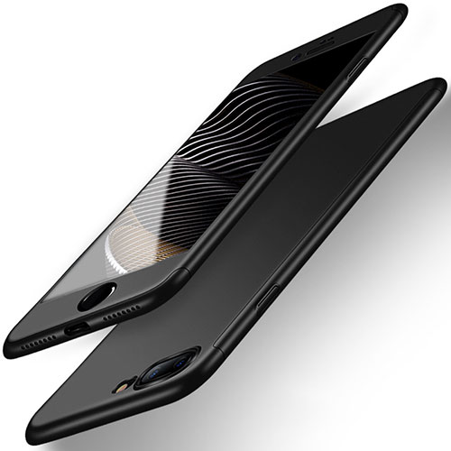 Hard Rigid Plastic Matte Finish Front and Back Case 360 Degrees Q01 for Apple iPhone 7 Plus Black