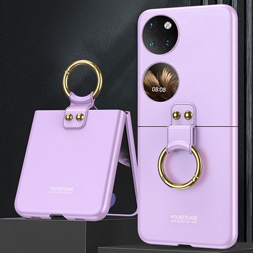 Hard Rigid Plastic Matte Finish Front and Back Cover Case 360 Degrees AC2 for Huawei P50 Pocket Purple