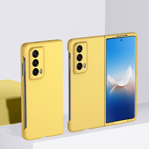 Hard Rigid Plastic Matte Finish Front and Back Cover Case 360 Degrees BH1 for Huawei Honor Magic Vs2 5G Yellow