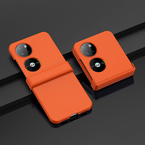 Hard Rigid Plastic Matte Finish Front and Back Cover Case 360 Degrees BH1 for Huawei P50 Pocket Orange