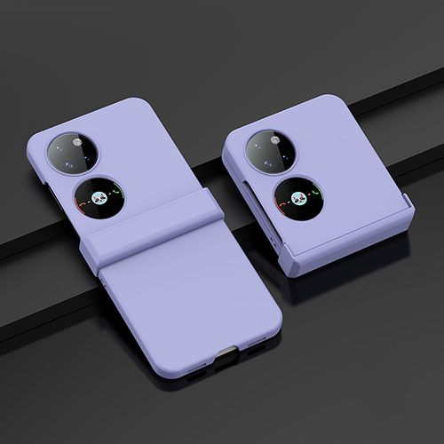 Hard Rigid Plastic Matte Finish Front and Back Cover Case 360 Degrees BH1 for Huawei P50 Pocket Purple