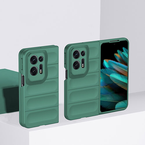 Hard Rigid Plastic Matte Finish Front and Back Cover Case 360 Degrees BH1 for Oppo Find N2 5G Green