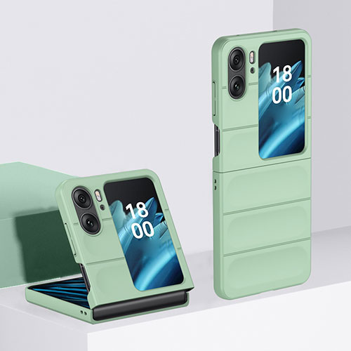 Hard Rigid Plastic Matte Finish Front and Back Cover Case 360 Degrees BH1 for Oppo Find N2 Flip 5G Matcha Green