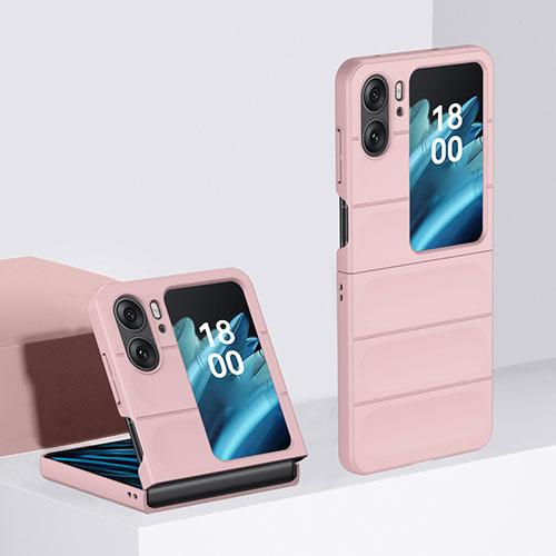 Hard Rigid Plastic Matte Finish Front and Back Cover Case 360 Degrees BH1 for Oppo Find N2 Flip 5G Pink