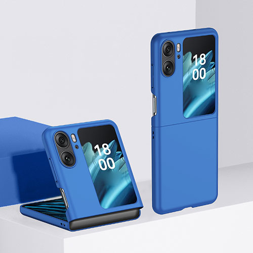 Hard Rigid Plastic Matte Finish Front and Back Cover Case 360 Degrees BH2 for Oppo Find N2 Flip 5G Blue