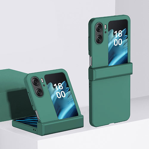 Hard Rigid Plastic Matte Finish Front and Back Cover Case 360 Degrees BH3 for Oppo Find N2 Flip 5G Green