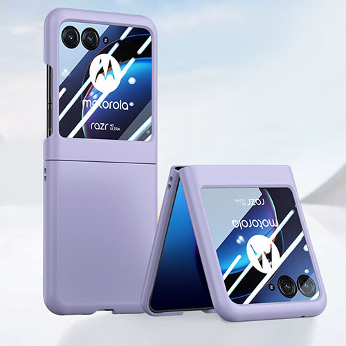 Hard Rigid Plastic Matte Finish Front and Back Cover Case 360 Degrees BH4 for Motorola Moto Razr 40 Ultra 5G Purple