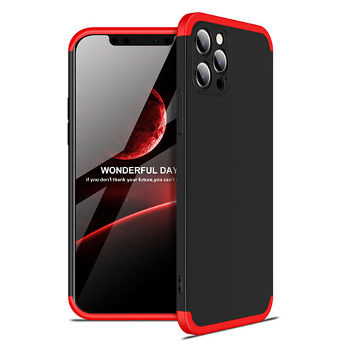 Hard Rigid Plastic Matte Finish Front and Back Cover Case 360 Degrees for Apple iPhone 12 Pro Red and Black