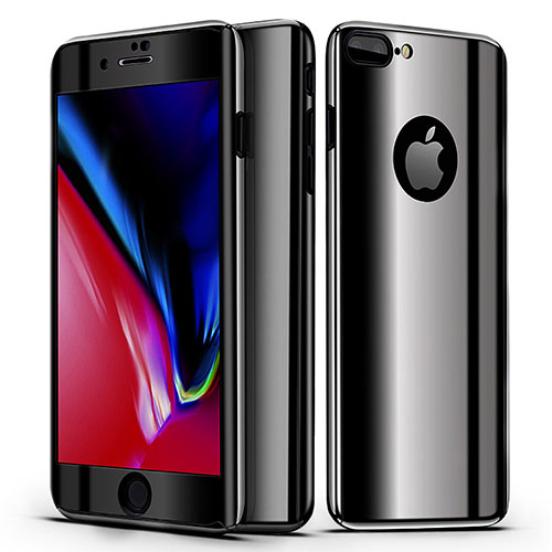 Hard Rigid Plastic Matte Finish Front and Back Cover Case 360 Degrees for Apple iPhone 8 Plus Black