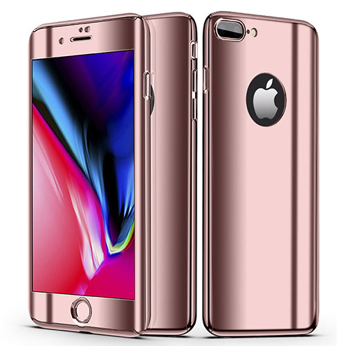 Hard Rigid Plastic Matte Finish Front and Back Cover Case 360 Degrees for Apple iPhone 8 Plus Rose Gold