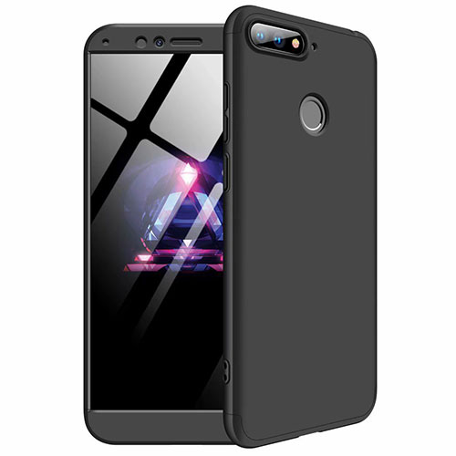 Hard Rigid Plastic Matte Finish Front and Back Cover Case 360 Degrees for Huawei Enjoy 8e Black