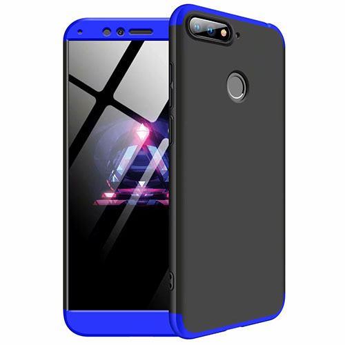 Hard Rigid Plastic Matte Finish Front and Back Cover Case 360 Degrees for Huawei Enjoy 8e Blue and Black