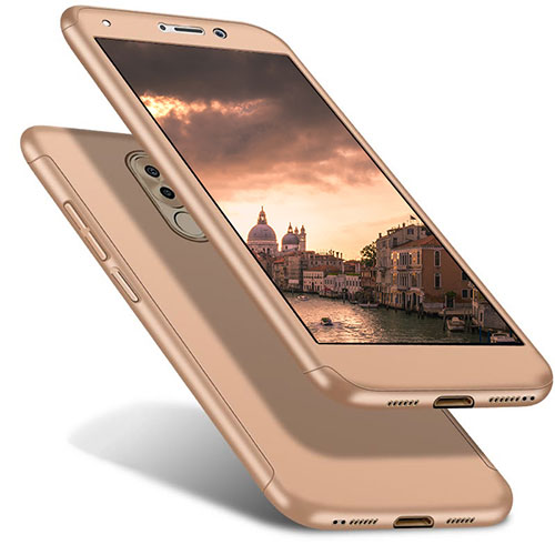 Hard Rigid Plastic Matte Finish Front and Back Cover Case 360 Degrees for Huawei Honor 6X Pro Gold