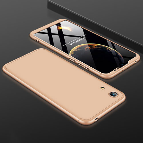 Hard Rigid Plastic Matte Finish Front and Back Cover Case 360 Degrees for Huawei Honor 8A Gold