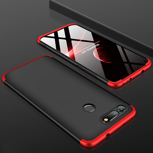 Hard Rigid Plastic Matte Finish Front and Back Cover Case 360 Degrees for Huawei Honor V20 Red and Black